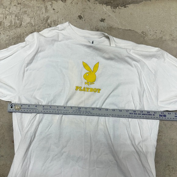 Playboy Long Sleeve T-Shirt XL White‎ Yellow Tie Dye Back Print Adult Top - Picture 4 of 5